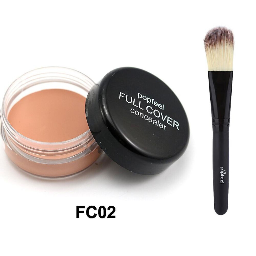 Cream (Fc02) Facial Concealer Full Coverage Makeup Foundation Cosmetics With Makeup Brush