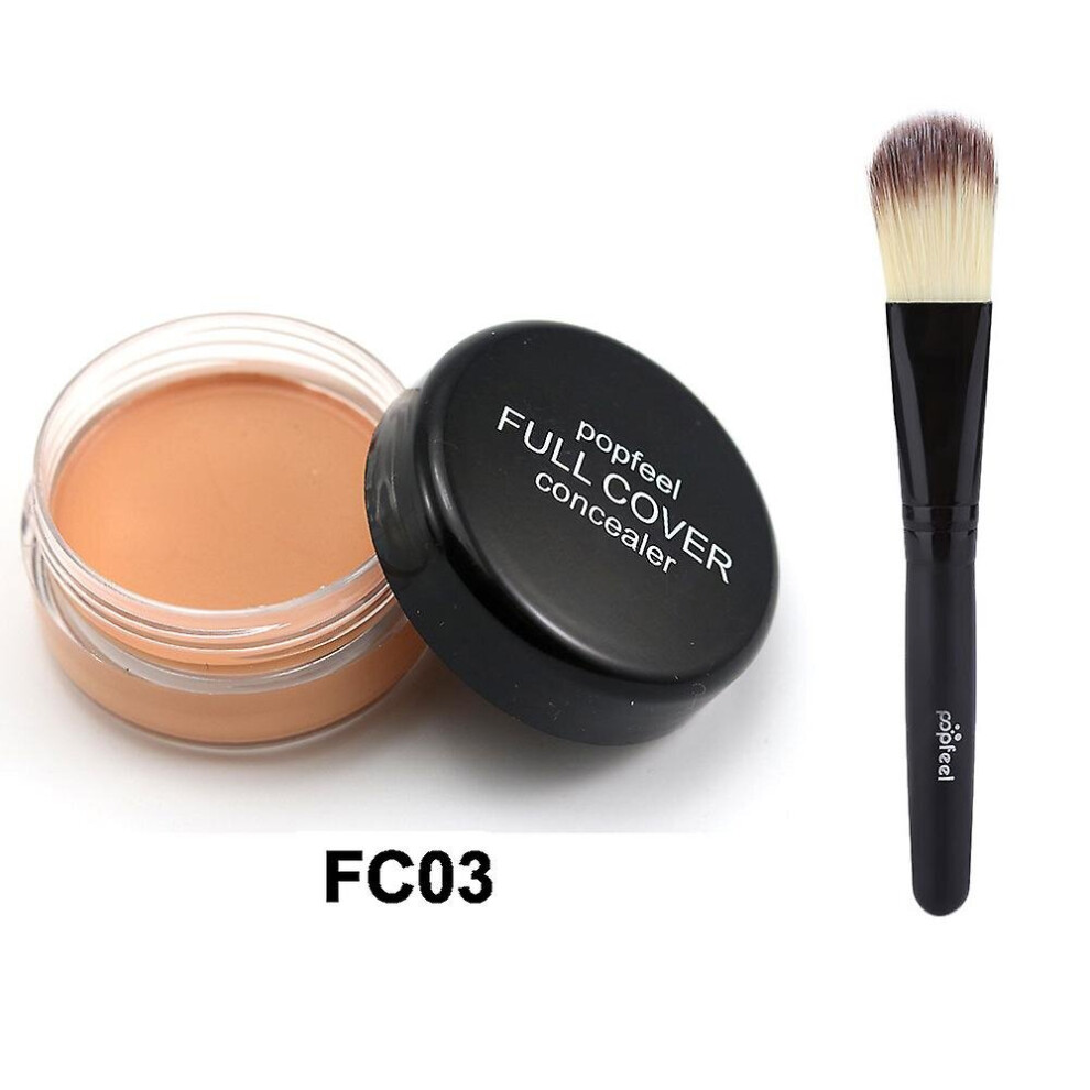 Cream (Fc03) Facial Concealer Full Coverage Makeup Foundation Cosmetics With Makeup Brush