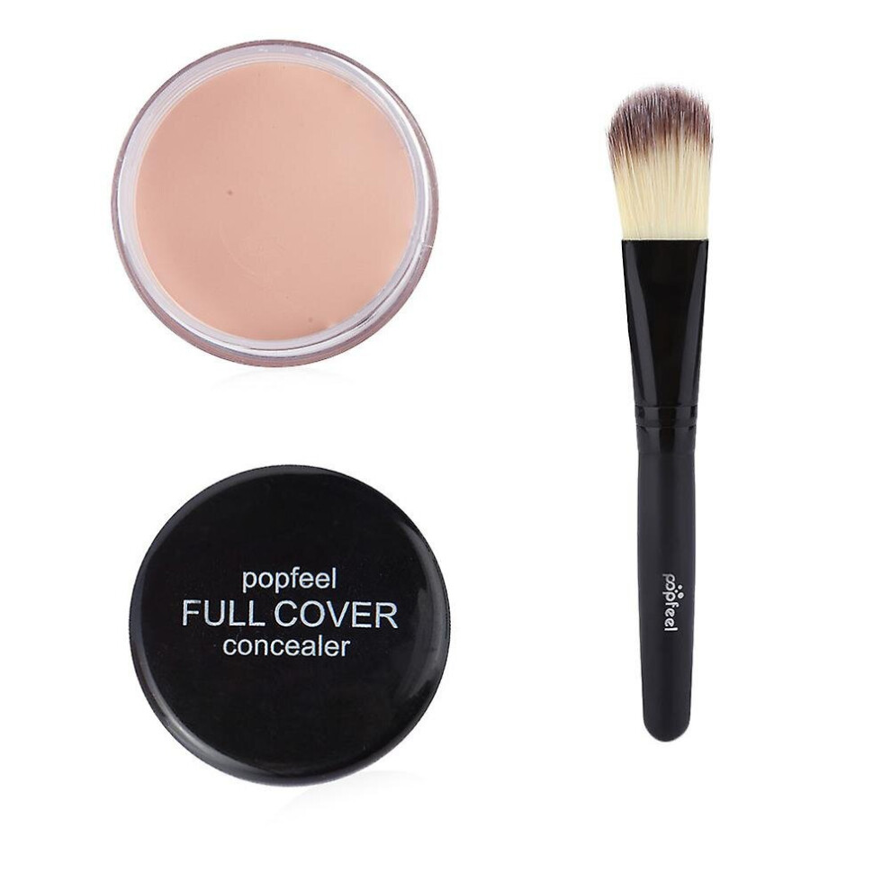 Cream (Fc01) Facial Concealer Full Coverage Makeup Foundation Cosmetics With Makeup Brush