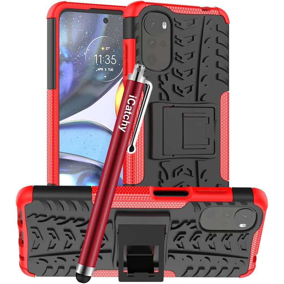 (Red) For Motorola Moto G22 Rugged Shockproof Cover