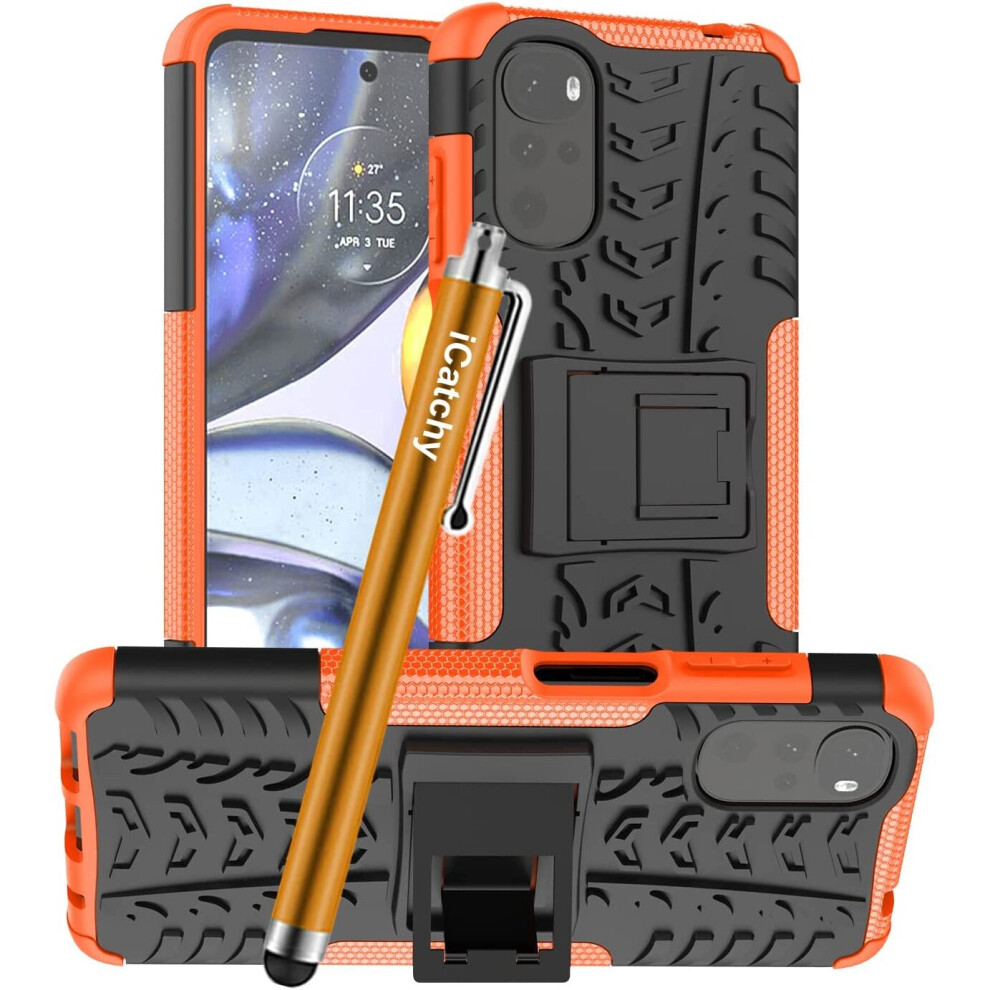 (Orange) For Motorola Moto G22 Rugged Shockproof Cover