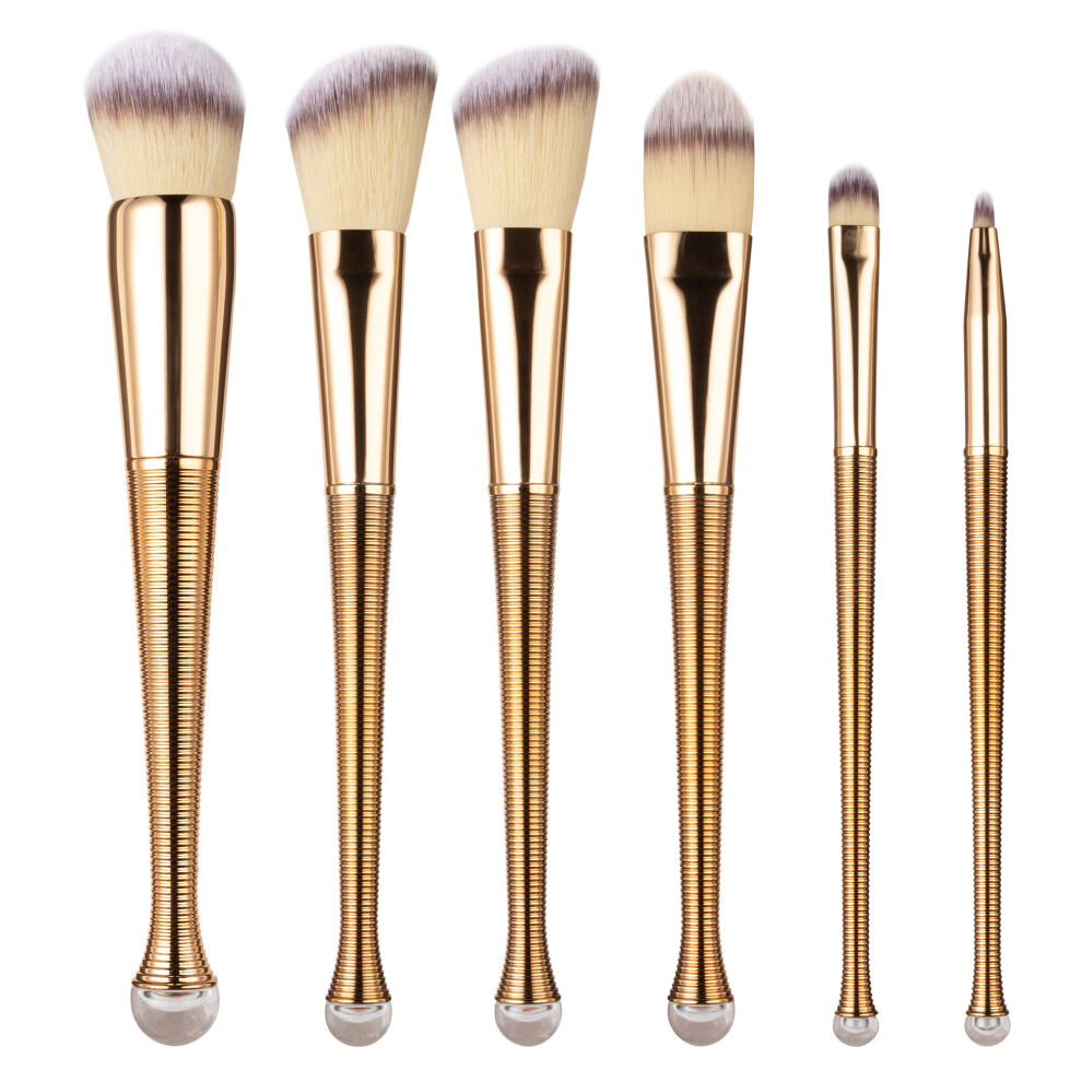 LaRoc 6pc Gold Makeup Brushes Set, Powder & Liquid