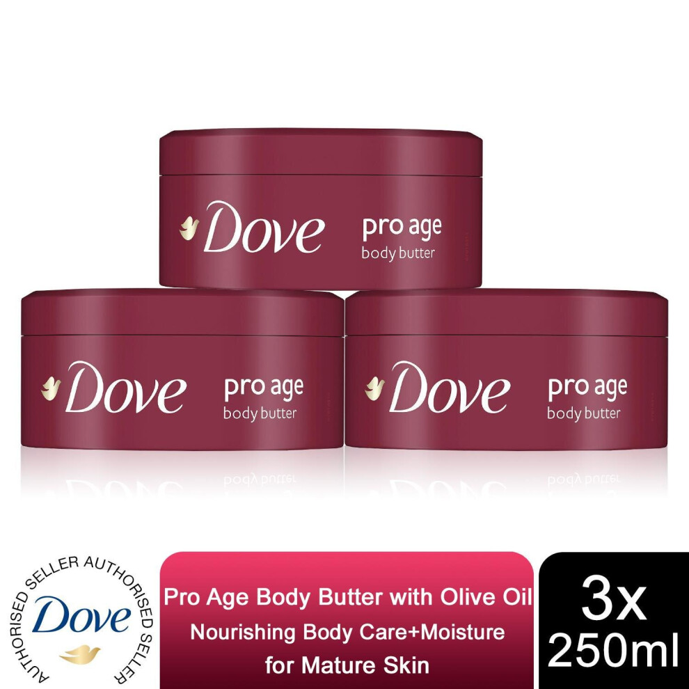 Dove Pro Age Body Butter Nourishing Body Care+Moisture Cream, 3x250ml