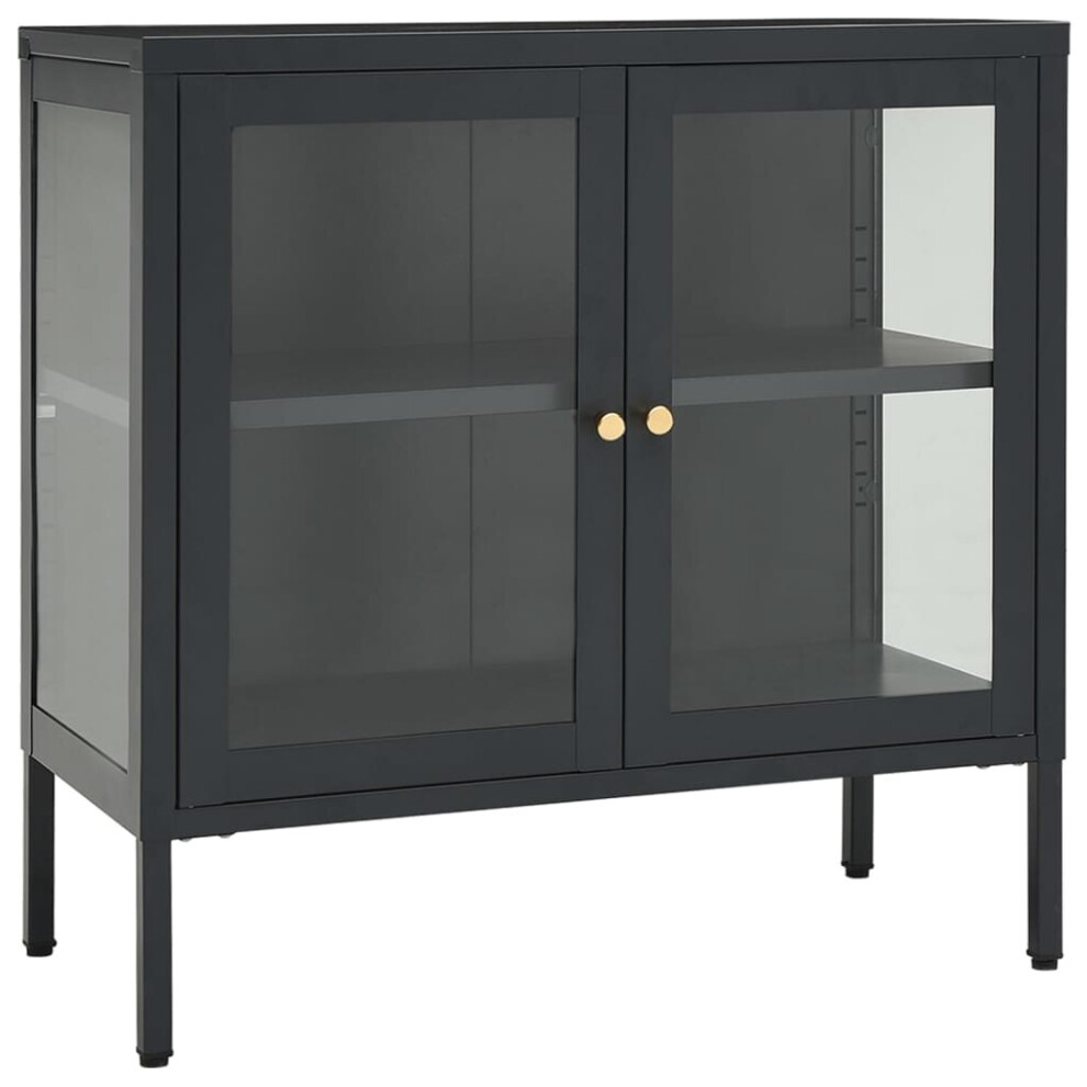 vidaXL Sideboard Anthracite Steel and Glass Highboard Book Storage Cabinet