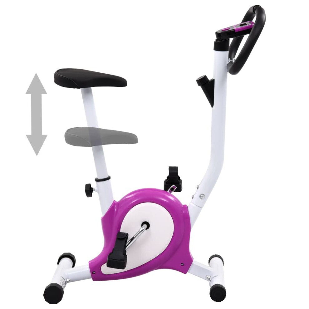 Vidaxl Exercise Bike W/ Belt Resistance Purple Hometrainer Gym Cardio Bicycle White
