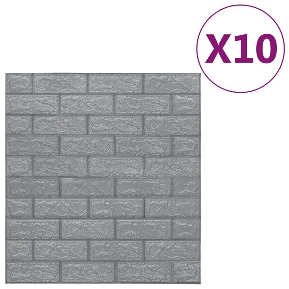 vidaXL 10x 3D Wallpaper Bricks Self-adhesive Anthracite Wall Stickers Brick 3D