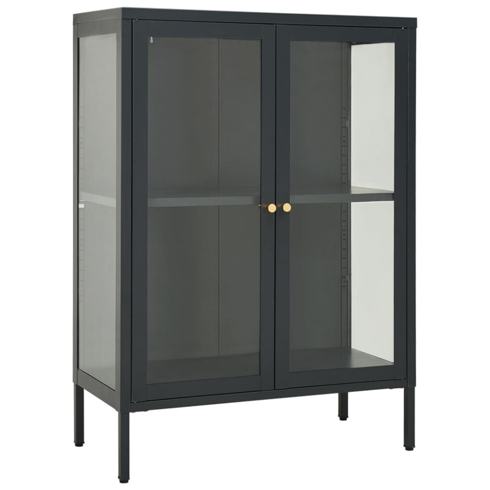 vidaXL Sideboard Anthracite Steel and Glass Highboard Storage Book Cabinet