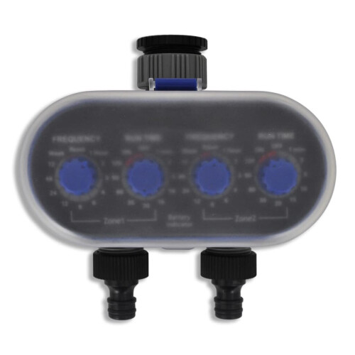 VidaXL Electronic Water Timer Irrigation Timer Garden Watering System Double Outlet