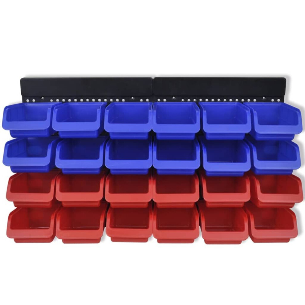 vidaXL Wall Mounted Garage Tool Organiser Blue and Red Storage Case Cabinet