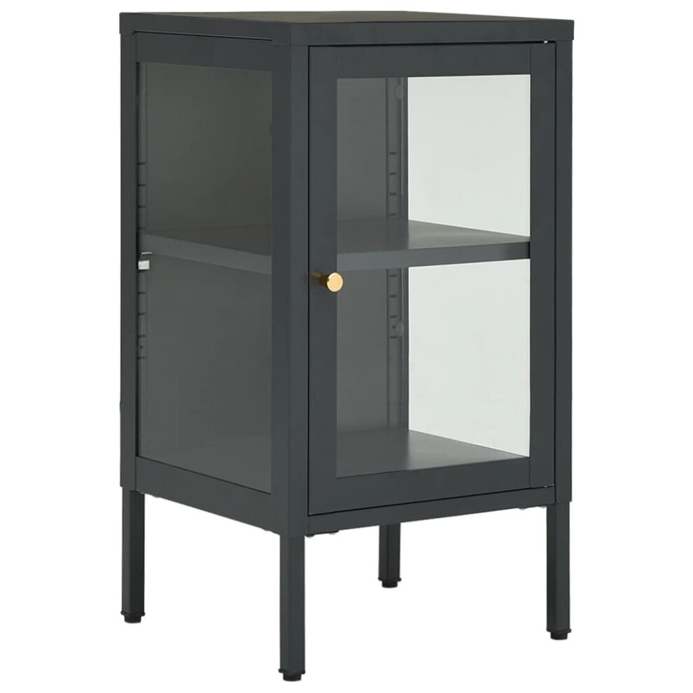 Vidaxl Sideboard Anthracite Steel And Glass Highboard Book Storage Cabinet