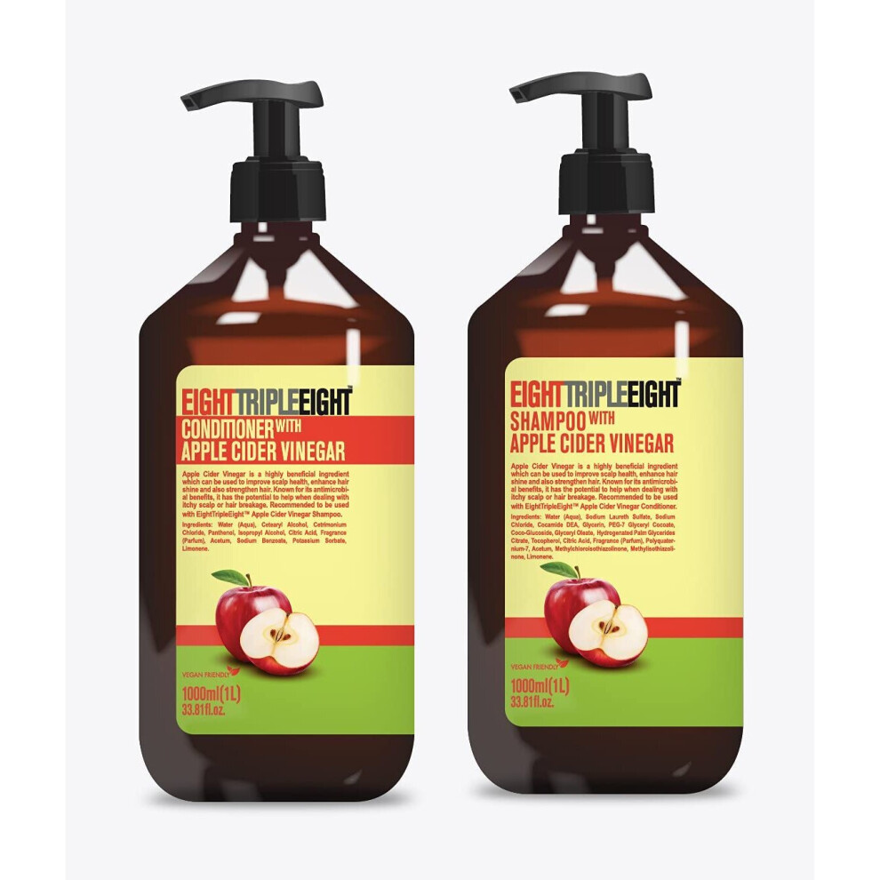 Eight Triple Eight Apple Cider Vinegar Shampoo & Conditioner Set 1Ltr