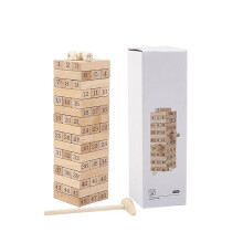 48pcs Tumbling Tower Game Digital Blocks Stacking Toy Wooden Blocks Building Toy