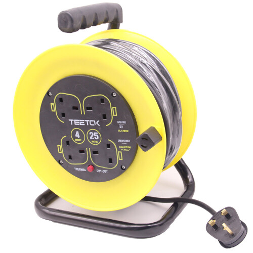 (15M) 15/25/50M Extension Cable Reel 4Way Power Strips