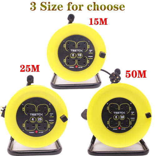 (50M) 15/25/50M Extension Cable Reel  4Way Power Strips 2