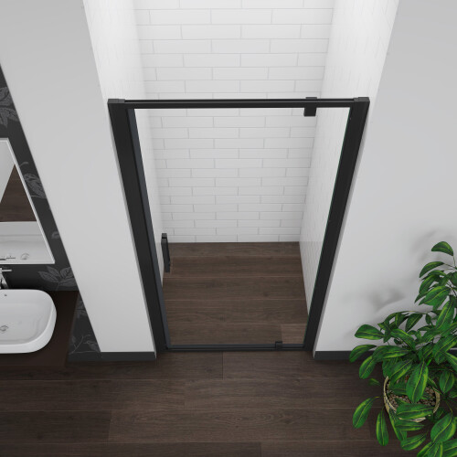 AICA (800mm) BLACK Frame Pivot Shower Door Enclosure Glass 2