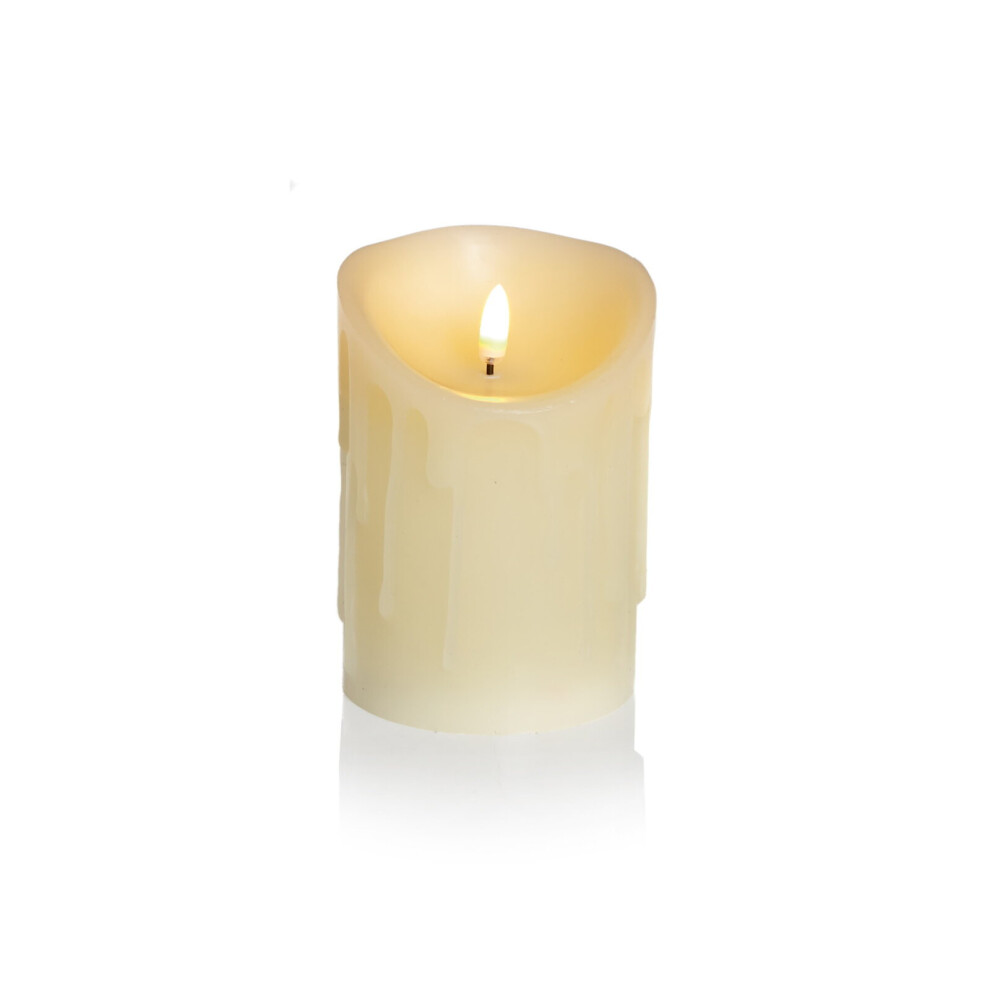 Premier 13X9cm Dancing Led Flame Candle With Melted Effect Battery Operated Realistic Cream