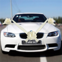 (Ivory, 5 Bows & 7m Ribbon) Time to Sparkle  Wedding Car Ribbon Decoration Kit Set of 1 3 5 Large Bows Wrapping Romantic