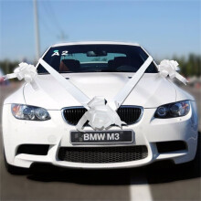 (White, 5 Bows & 7m Ribbon) Time to Sparkle Wedding Car Ribbon Decoration Kit Set of 1 3 5 Large Bows Wrapping Romantic