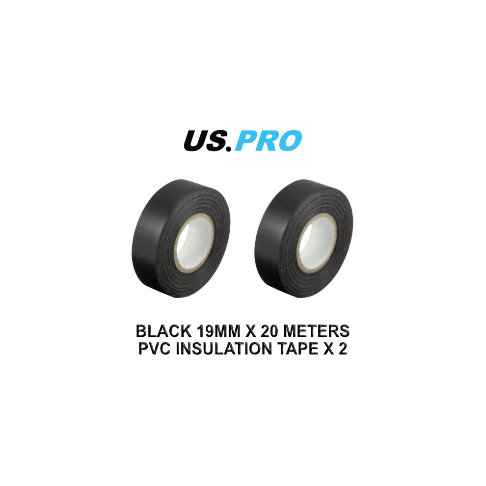 US PRO Black 19MM X 20 Meters PVC Insulation Tape X 2 9030