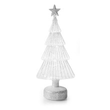 (32cm (15 LEDs)) Premier Decorations Light Up Glass Silver Glitter LED Christmas Tree