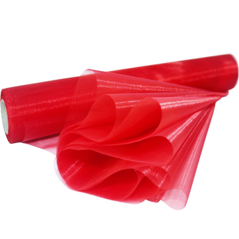 (Red, 70CM X 10M) Time to Sparkle Organza Roll Fabric Wedding Chair Sash Bows Table Runner Party Decor Swags Gift Ribbon Home Decoration Crafting Supplies DIY Christmas