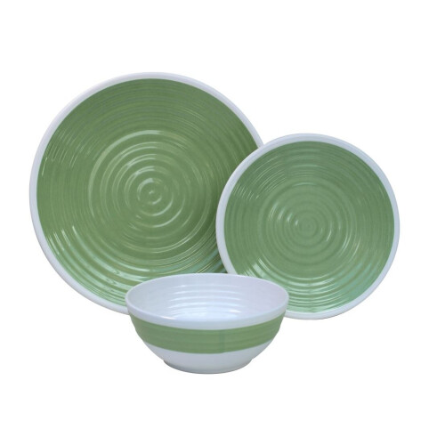 12 pc 100% Melamine Dinner Camping Picnic Set | Pastel Lime