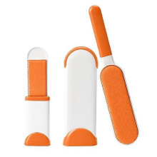 (Orange) 3-piece Set Pet Hair Remover Brush Double-sided Fur Lint Removal Tool With Self-cleaning Base