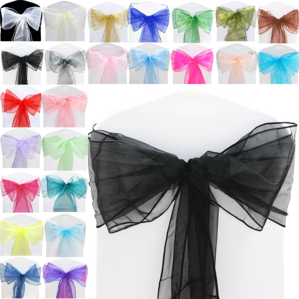 (Black, 50) Time to Sparkle 22 X 280cm Organza Sashes Chair Cover Bow Sash Fuller Wider Bows Wedding