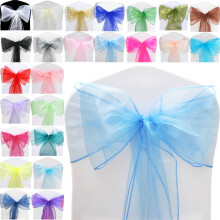 (Baby Blue, 100) Time to Sparkle 22 X 280cm Organza Sashes Chair Cover Bow Sash Fuller Wider Bows Wedding