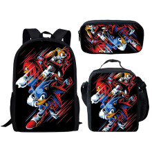 (2) Sonic 3 Piece School Bag Lunch Bag Pencil Case Kids Set