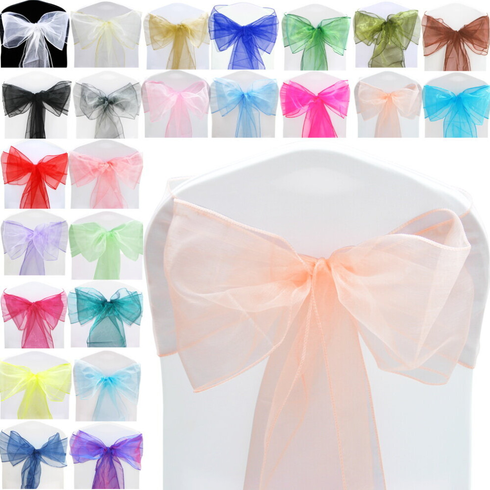 (Peach Schnappe, 50) Time to Sparkle 22 X 280cm Organza Sashes Chair Cover Bow Sash Fuller Wider Bows Wedding-image-OPC-P9N9DWP-NEW