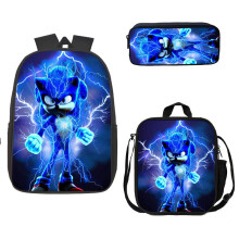 (14) Sonic 3 Piece School Bag Lunch Bag Pencil Case Kids Set