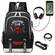 Black Stranger Things 4 Hellfire Club Backpack School Bag