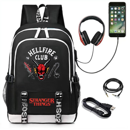 Black Stranger Things 4 Hellfire Club Backpack School Bag