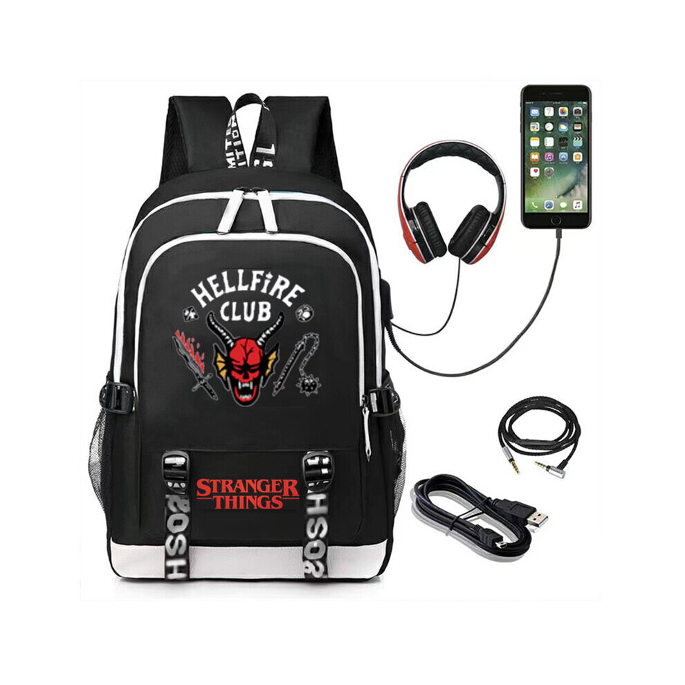 Black Stranger Things 4 Hellfire Club Backpack School Bag