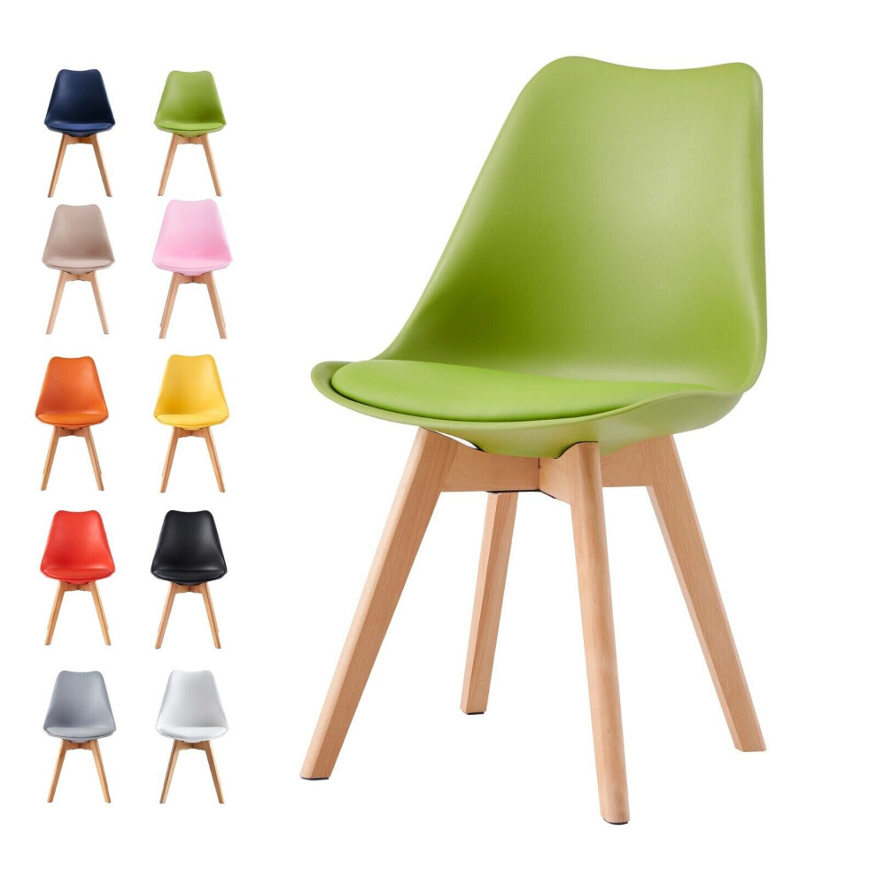 Mcc (Green, Set Of 4 Chairs) Set Of 1/2/4 Dining Chairs Designer Chairs Wooden Home Office Commercial Eva