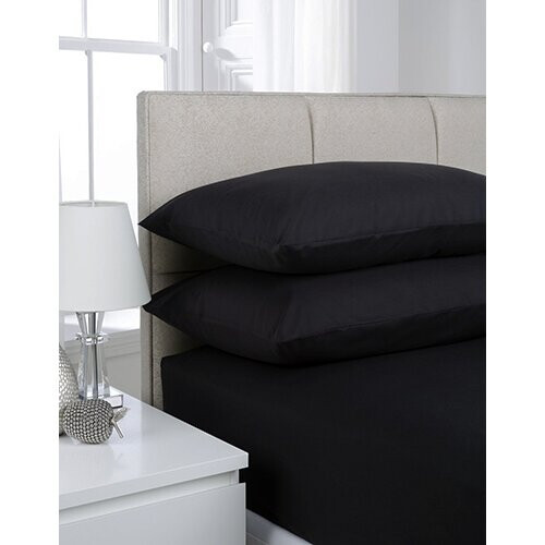 (King, Black) Extra Deep Non-Iron Percale Pollycotton Fitted Sheets