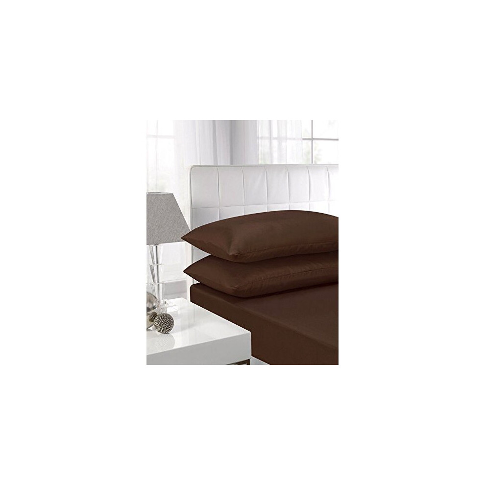 (King, Chocolate) Extra Deep Non-Iron Percale Pollycotton Fitted Sheets-image-OPC-P9N9GP7-NEW