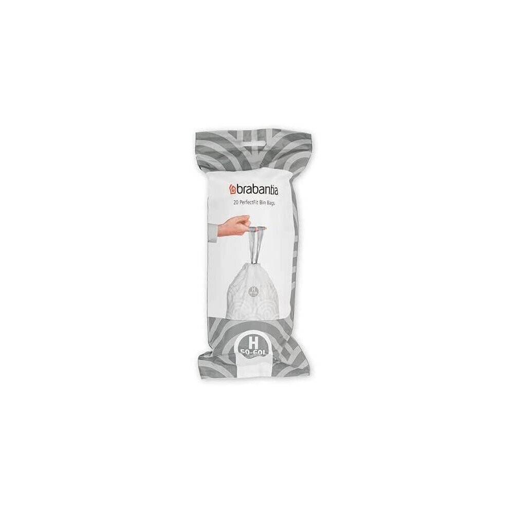 Brabantia Kitchen PerfectFit Waste Bin Bags H 50-60 Litre 20 Bags per roll