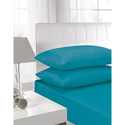 (King,  Teal ) Extra Deep Non-Iron Percale Pollycotton Fitted Sheets
