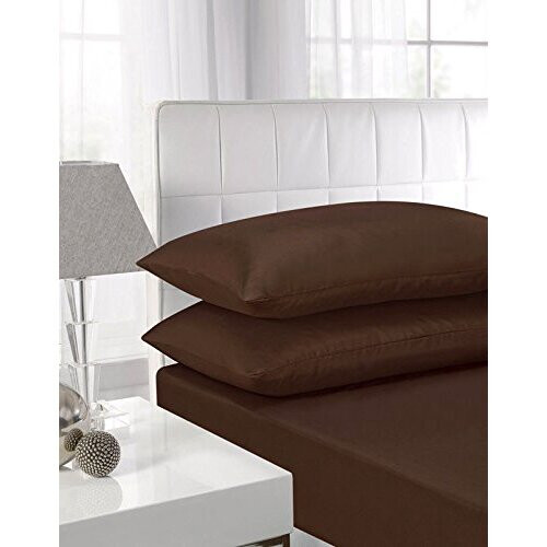 (Super King, Chocolate) Extra Deep Non-Iron Percale Pollycotton Fitted Sheets