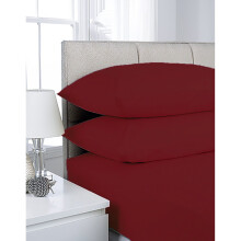 (Pair of Pillow Cases , Wine ) Extra Deep Non-Iron Percale Pollycotton Fitted Sheets