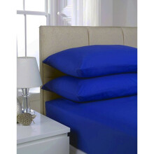 (Pair of Pillow Cases , Royal Blue ) Extra Deep Non-Iron Percale Pollycotton Fitted Sheets