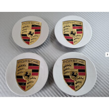 Porsche Wheel Centre Caps Badge Emblem - 76mm - Silver