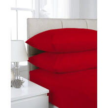(Pair of Pillow Cases , Red) Extra Deep Non-Iron Percale Pollycotton Fitted Sheets