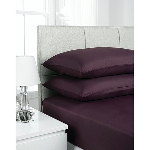 (King,  Plum) Extra Deep Non-Iron Percale Pollycotton Fitted Sheets
