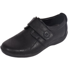 (Black, UK 8 / EU 41) Women Comfort Shoes Adjustable Bar Wide EE Fit
