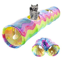 (Colorful) Cat Toys Collapsible Plush Tunnel Pet Scratch Resistant Foldable Play Tube Toy