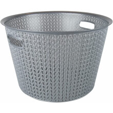 (Silver) 35L Plastic Laundry Basket Clothes Washing Hamper