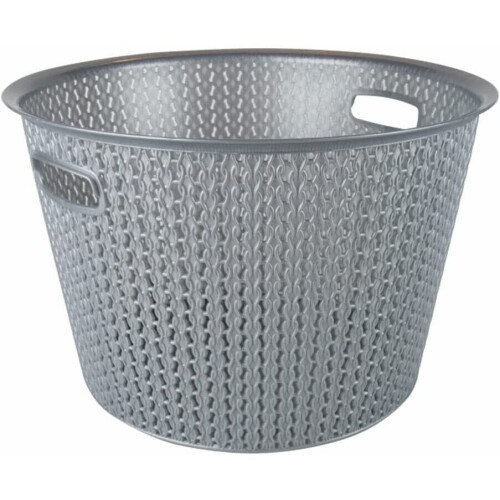 (Silver) 35L Plastic Laundry Basket Clothes Washing Hamper